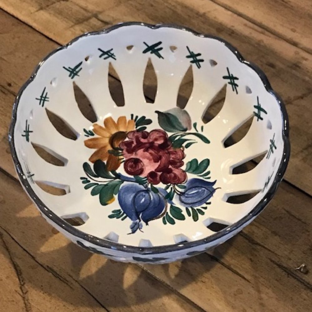 Vintage 50's GMUNDNER KERAMIC AUSTRIA Hand Painted European Lattice Berr…